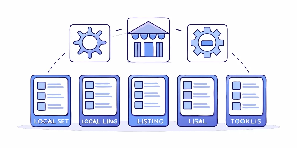 Icons of the best local listing management tools for improving local SEO.