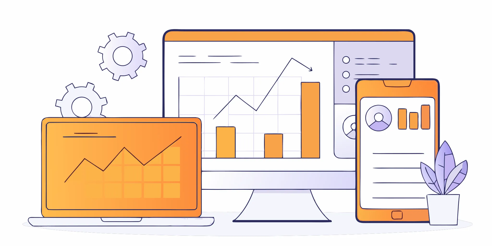 A lead capture system dashboard tracking new client leads and analytics on a laptop and phone.
