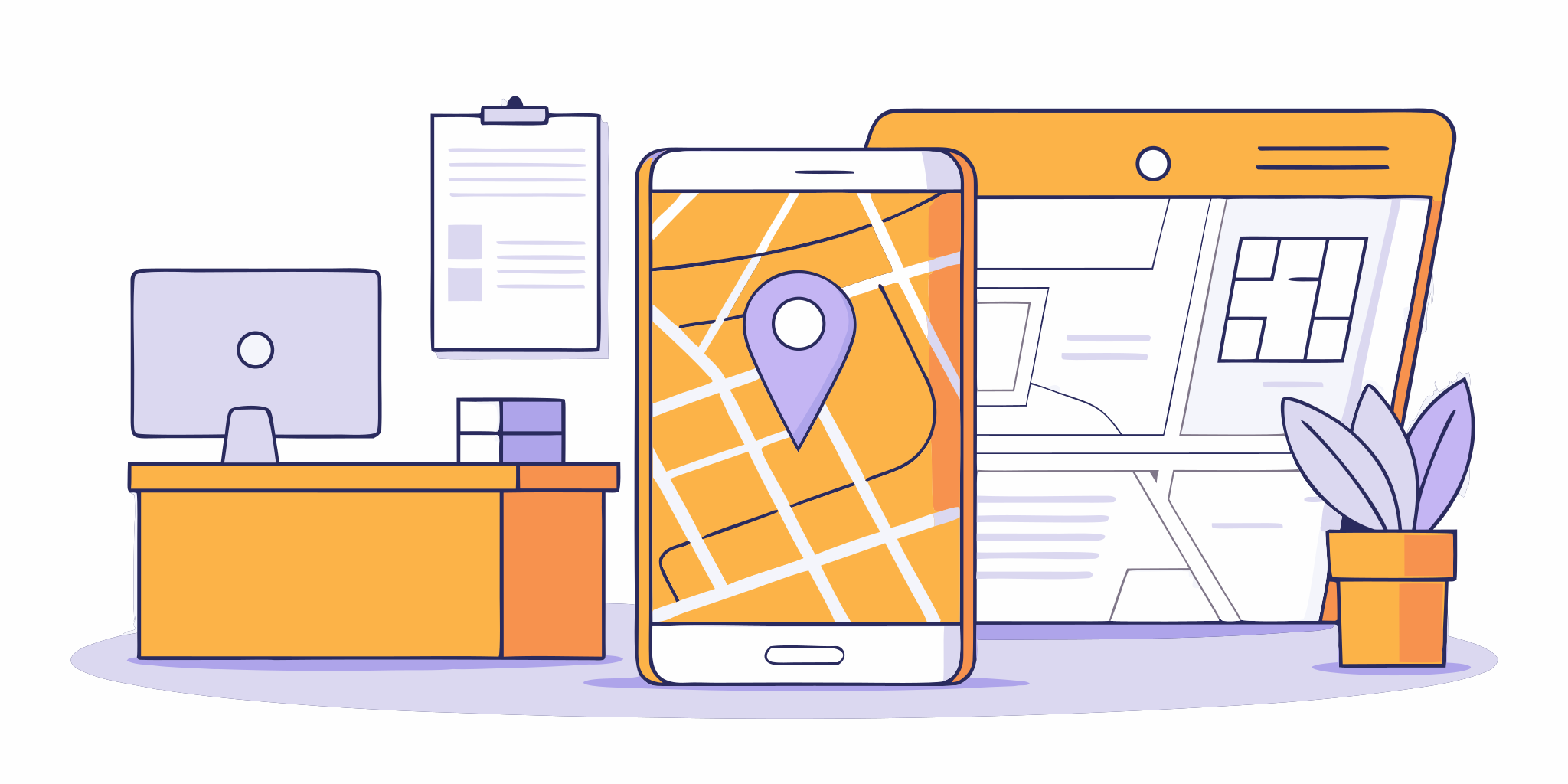 A phone and computer displaying Google Local Service Ads on a map for a local service provider.