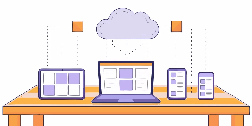 Best cloud storage for small business with files syncing across a laptop, tablet, and smartphone.
