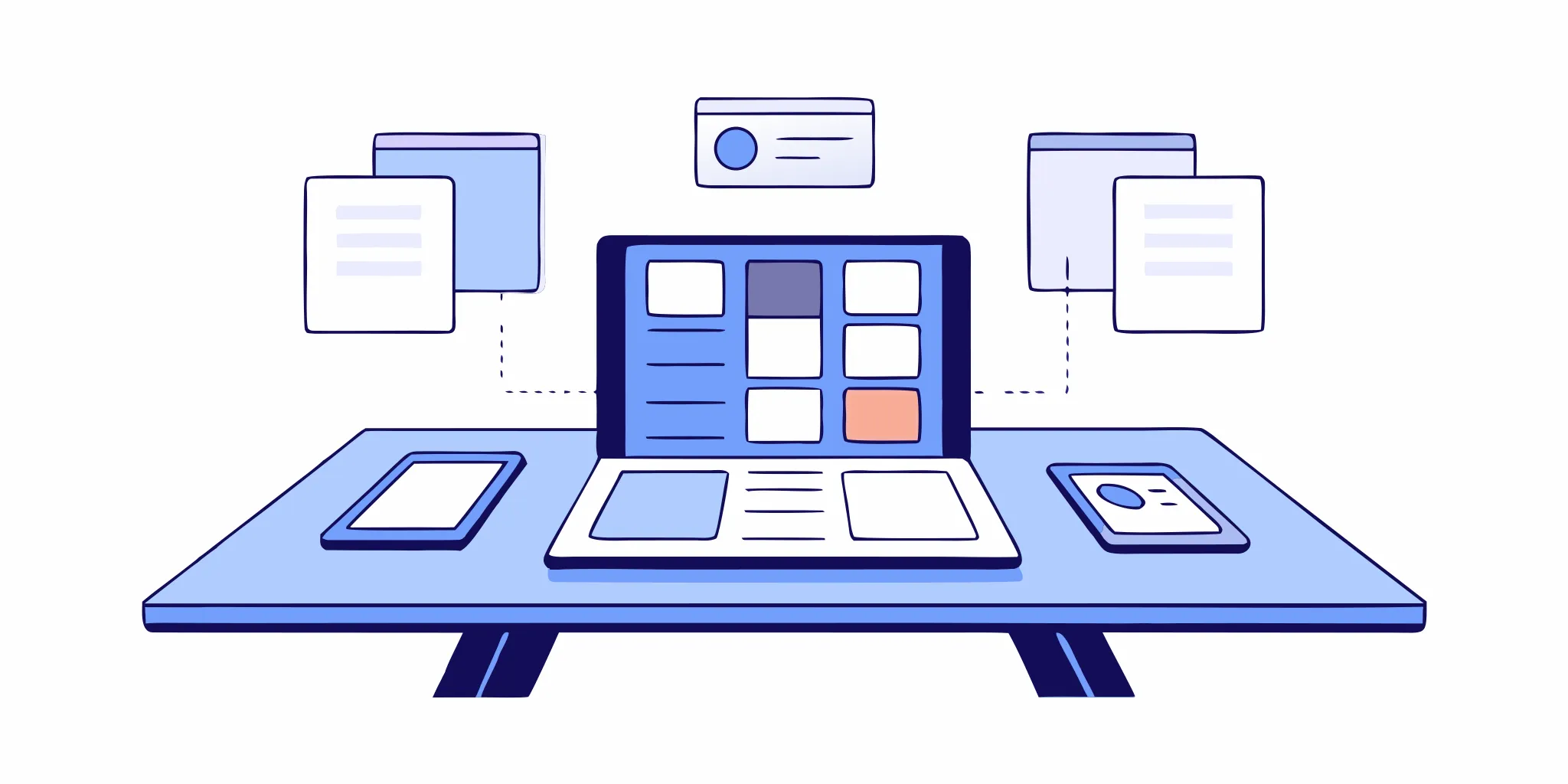 A small business owner uses the best invoice app on a laptop and phone to manage their invoicing dashboard.