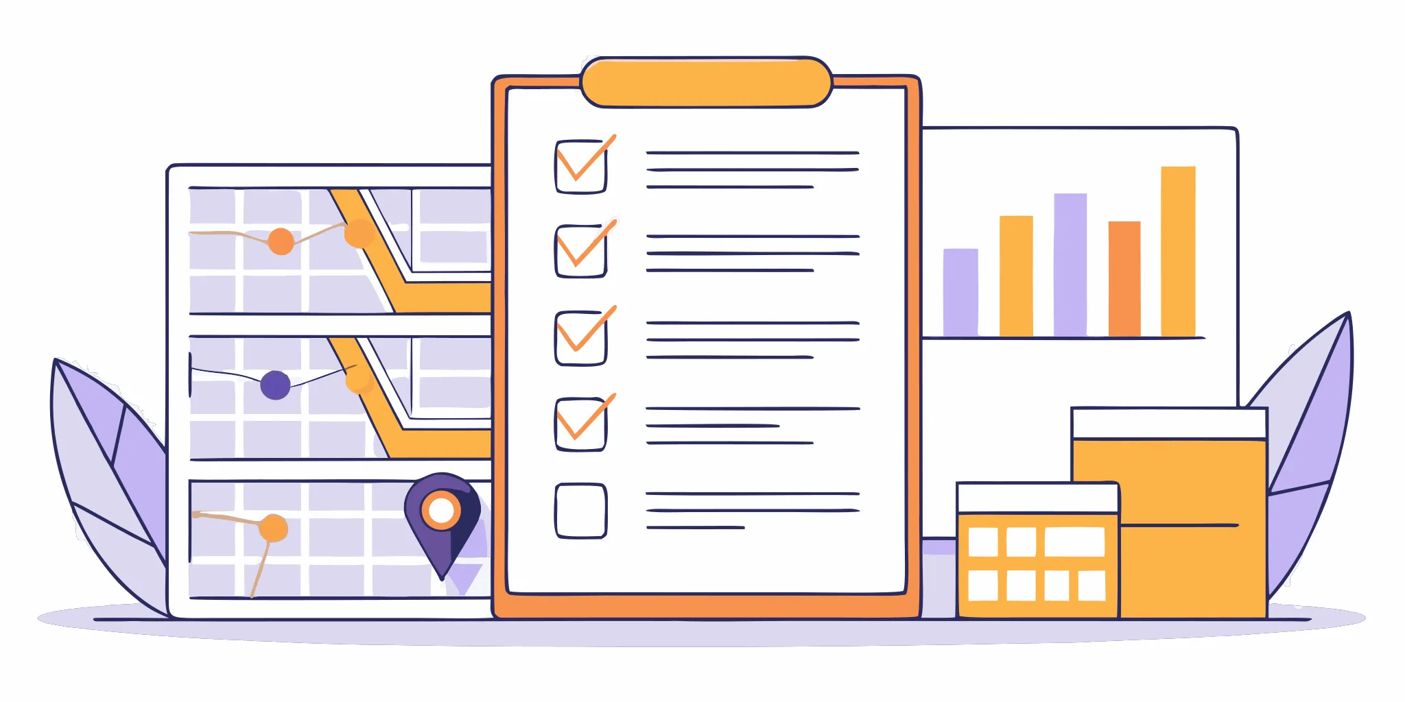 A Google My Business optimization checklist PDF with a task list, charts, and graphs.